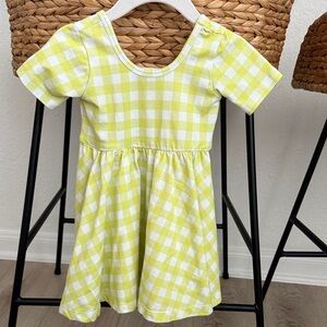 Little Poppy Co Yellow and White Checkered Twirl Dress
